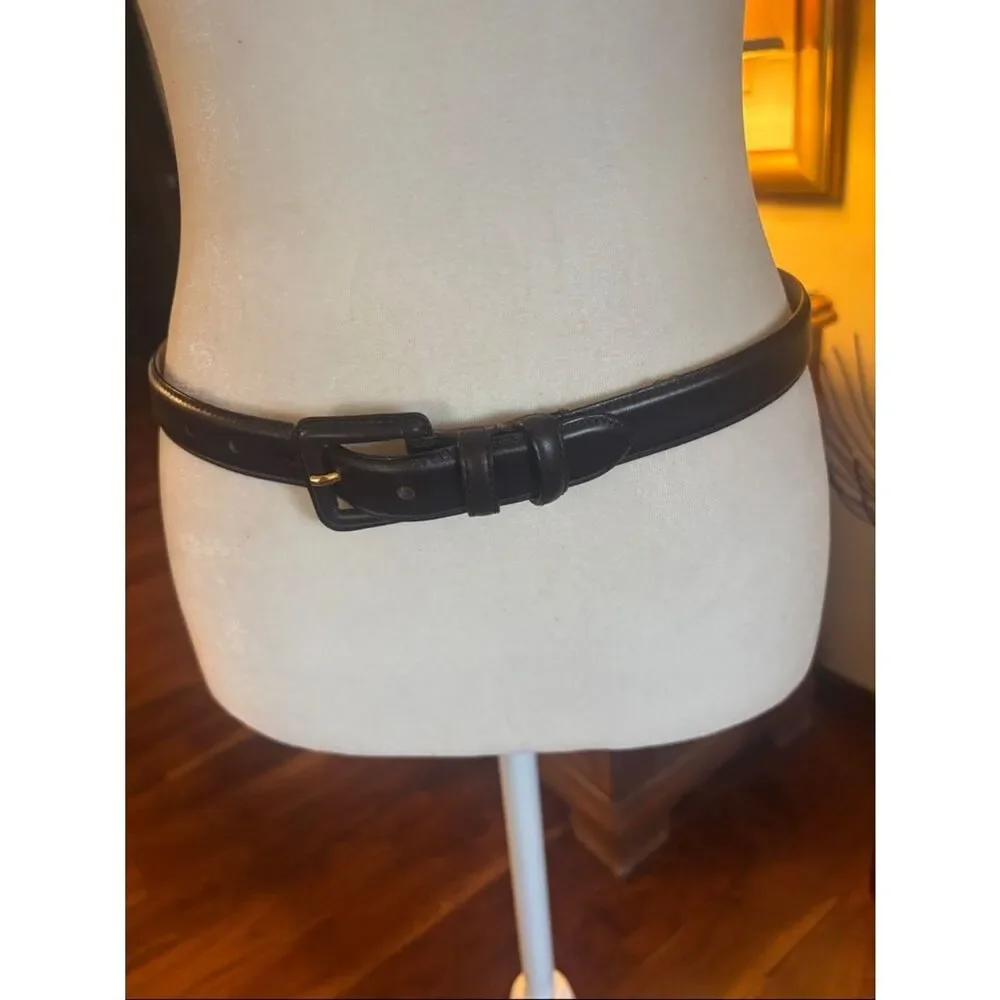 Talbots Black Leather Belt with Leather Coated Buckle - M